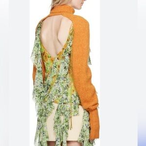 NWT OPEN YY Orange Cropped Turtleneck Sgrug Size S